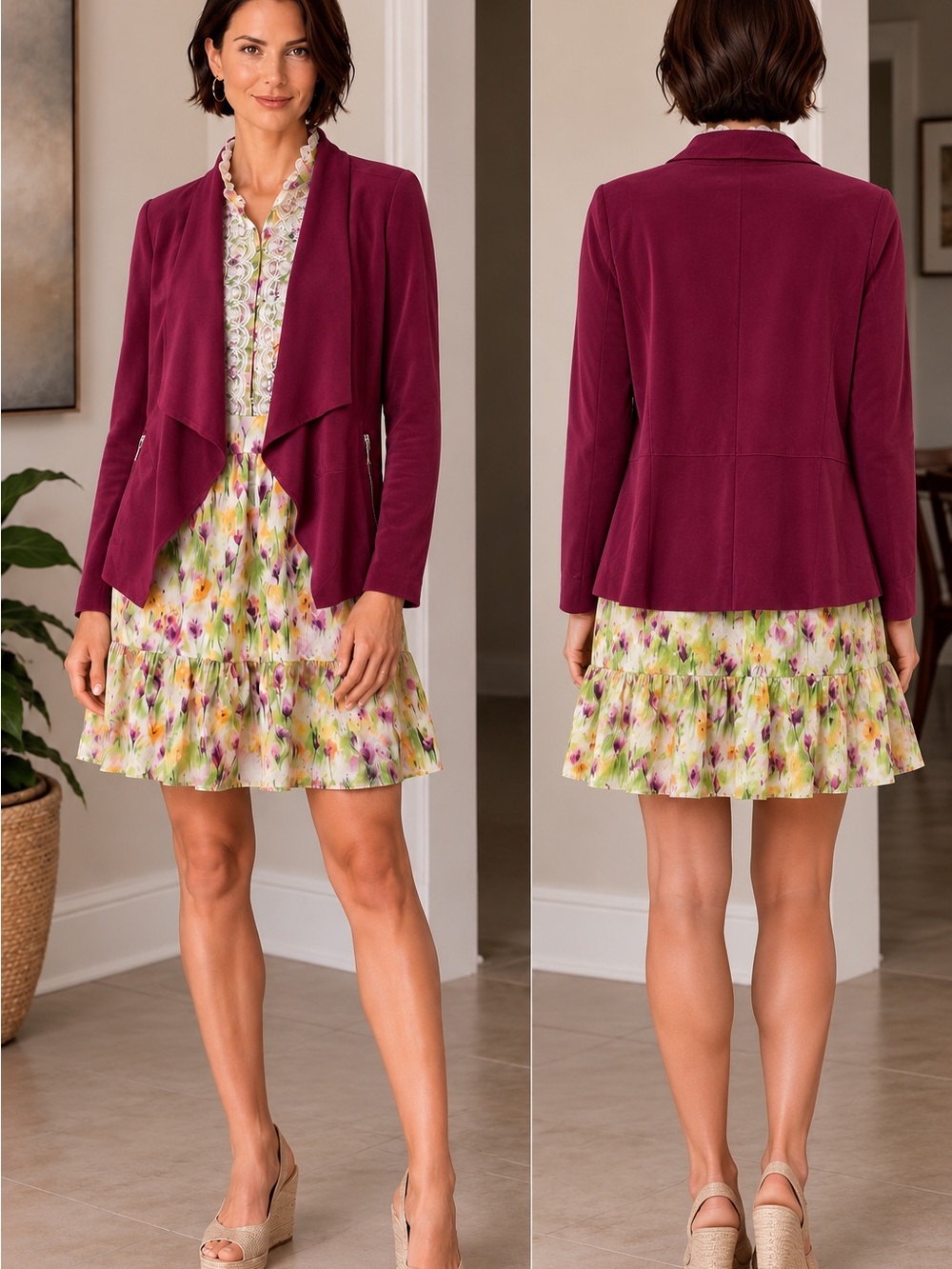 Bagatelle Collection New York Burgundy Suede-Look Jacket L